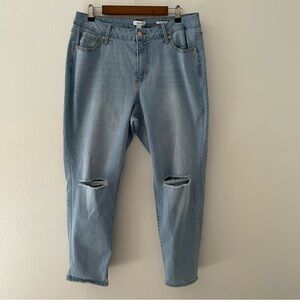 Forever 21+ Womens Mid Rise Relaxed Fit Slim Leg Boyfriend Denim Jeans Size 14